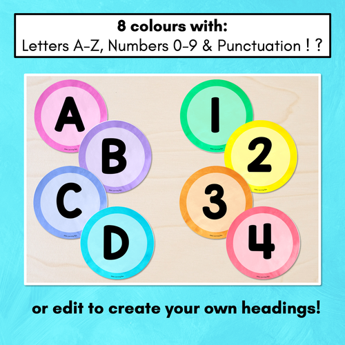 Resource preview 2 for Editable Accents - Alphabet & Numbers - The Kutopia Collection - Rainbow Watercolour