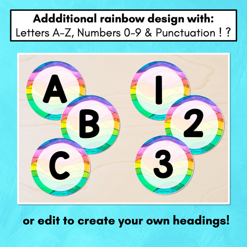 Resource preview 3 for Editable Accents - Alphabet & Numbers - The Kutopia Collection - Rainbow Watercolour