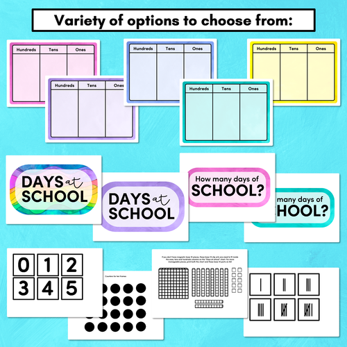 Resource preview 4 for Days of School Display - Watercolour Rainbow -  The Kutopia Collection