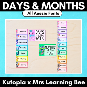 Days of the Week & Months of the Year Display - Rainbow Watercolour - The Kutopia Collection 