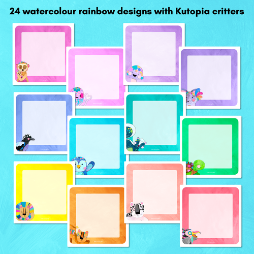 Resource preview 2 for Book Box Holder Editable Labels - The Kutopia Collection - Rainbow Critters