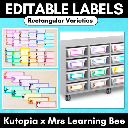 Resource preview 1 for Rectangular Editable Labels - Watercolour Rainbow Classroom Decor - The Kutopia Collection