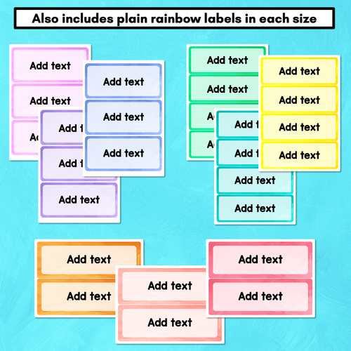 Resource preview 4 for Rectangular Editable Labels - Watercolour Rainbow Classroom Decor - The Kutopia Collection