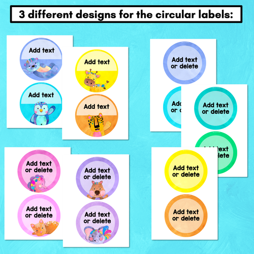 Resource preview 4 for Editable Labels - Circles, Hexagons & Squares - Watercolour Rainbow Classroom Decor - The Kutopia Collection