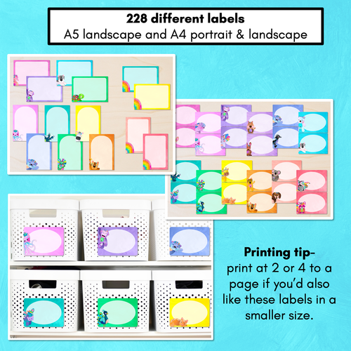 Resource preview 2 for A4 & A5 Portrait & Landscape Editable Labels - Watercolour Rainbow Classroom Decor - The Kutopia Collection