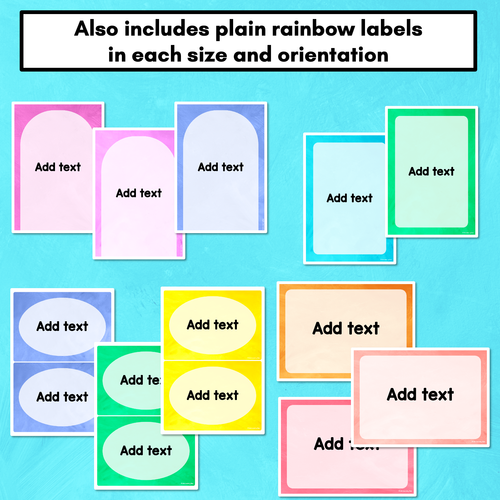 Resource preview 4 for A4 & A5 Portrait & Landscape Editable Labels - Watercolour Rainbow Classroom Decor - The Kutopia Collection