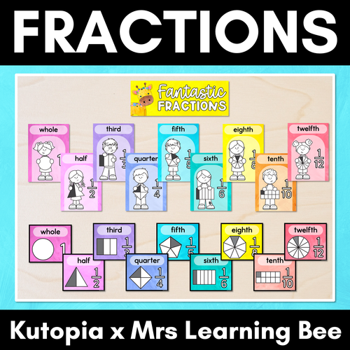 Resource preview 1 for Fractions Posters - Watercolour Rainbow - The Kutopia Collection