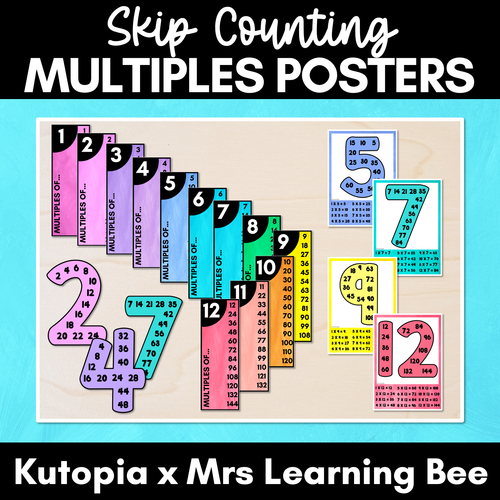 Resource preview 1 for Multiples & Skip Counting Posters - Watercolour Rainbow - The Kutopia Collection