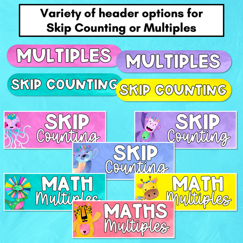 Resource preview 5 for Multiples & Skip Counting Posters - Watercolour Rainbow - The Kutopia Collection