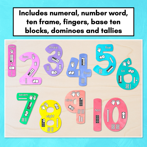 Resource preview 2 for Numbers 1-20 Display with ten frames, base ten blocks, tallies & fingers - The Kutopia Collection