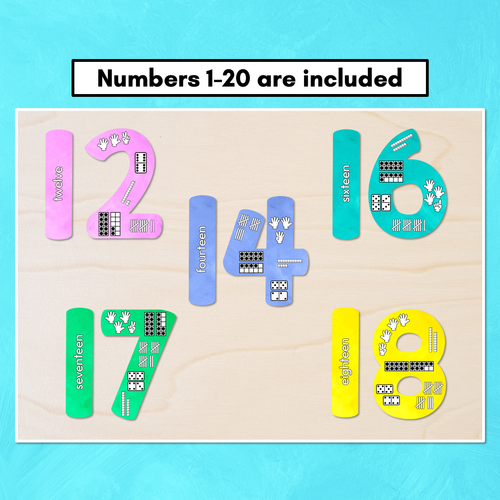 Resource preview 3 for Numbers 1-20 Display with ten frames, base ten blocks, tallies & fingers - The Kutopia Collection