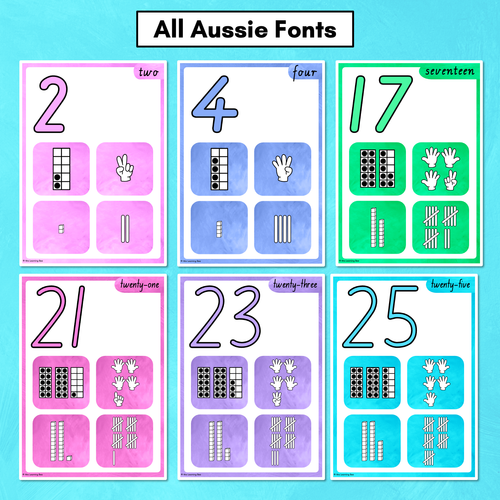 Resource preview 3 for Number Posters 1-30 with ten frames, base ten blocks, tallies & fingers - The Kutopia Collection