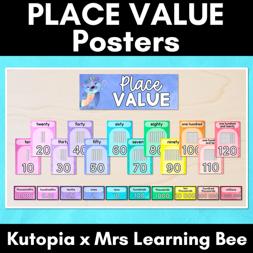 Resource preview 1 for Place Value Posters - Watercolour Rainbow - The Kutopia Collection 