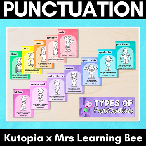 Resource preview 1 for Punctuation Posters - Watercolour Rainbow - The Kutopia Collection