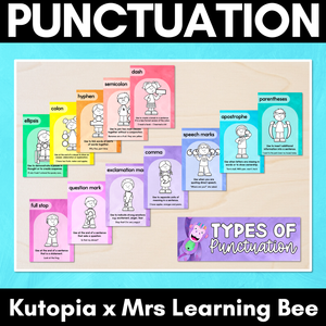 Punctuation Posters - Watercolour Rainbow - The Kutopia Collection