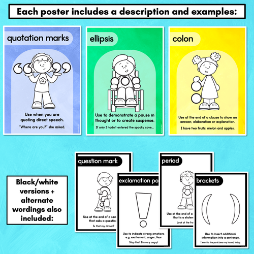 Resource preview 4 for Punctuation Posters - Watercolour Rainbow - The Kutopia Collection