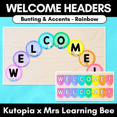 Resource preview 1 for WELCOME BUNTING & ACCENTS- The Kutopia Collection - Rainbow