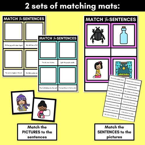 Resource preview 3 for L Phoneme Decodable Sentence Mats - Read & Match