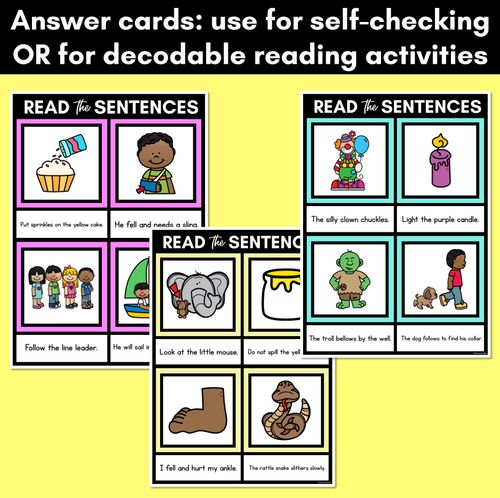 Resource preview 4 for L Phoneme Decodable Sentence Mats - Read & Match