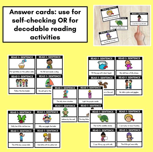 Resource preview 4 for L Phoneme Decodable Sentences - Read, Match & Write