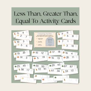 Less Than, Greater Than and Equal to Poster and Activity Cards