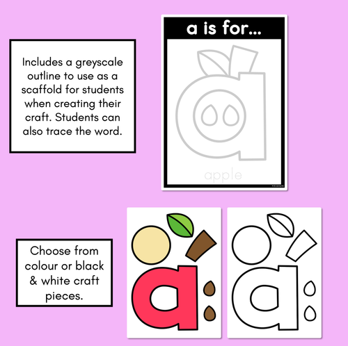 Resource preview 2 for Beginning Sound Crafts - LOWERCASE Letter A - A is for Apple