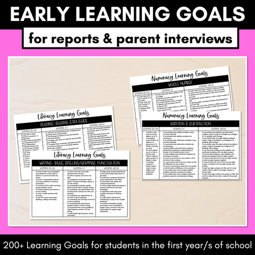 Resource preview 1 for EARLY LEARNING GOALS FOR LITERACY/NUMERACY - Kindergarten & Grade 1 Learning Goals