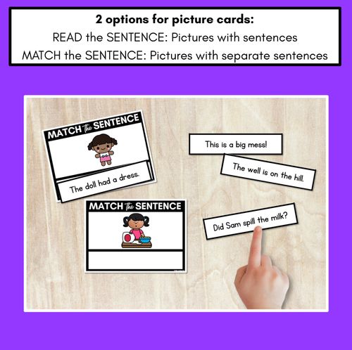 Resource preview 2 for LL SS FF ZZ CK Decodable Sentences - Read and Match