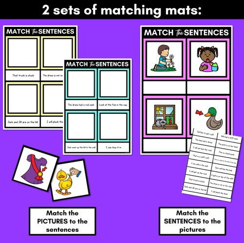 Resource preview 3 for LL SS FF ZZ CK Decodable Sentences Mats - Read & Match