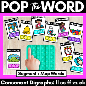 LL SS FF ZZ CK WORDS POPPIT TASK CARDS - Phonemic Awareness + Word Mapping