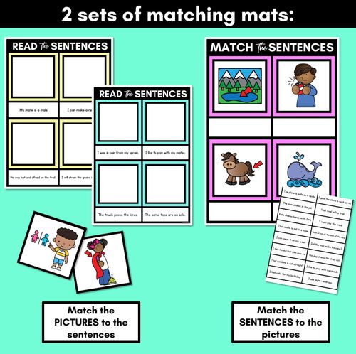 Resource preview 3 for Long Vowel A Decodable Sentences Mats FREEBIE - Read & Match