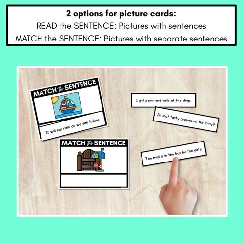 Resource preview 2 for Long Vowel A Decodable Sentences FREEBIE - Read and Match