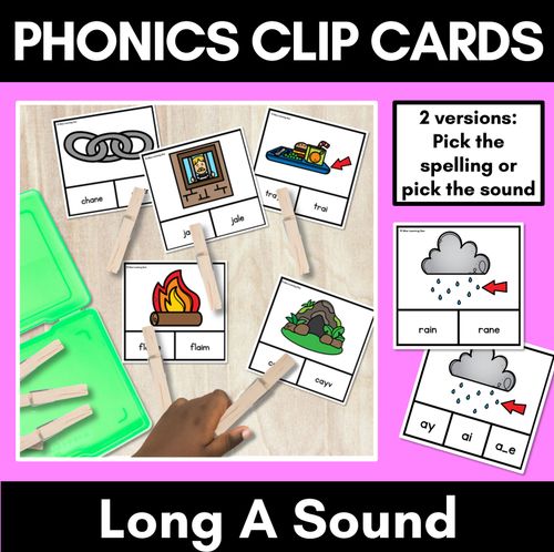 Resource preview 5 for Long Vowel Sounds Clip Cards Bundle