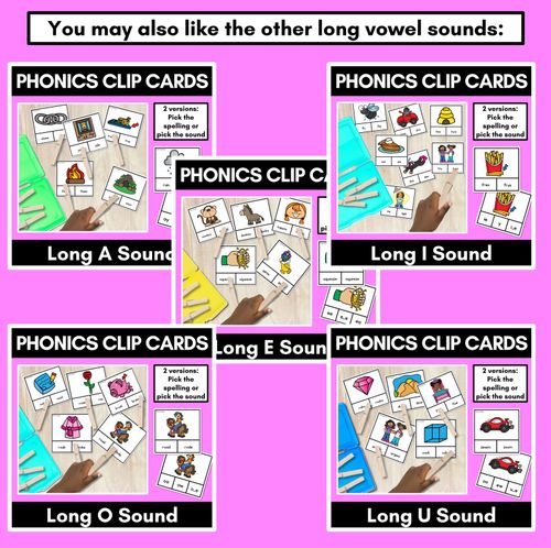 Resource preview 4 for Long Vowel A Phonics Clip Cards - Decodable Word Vowel Team Games