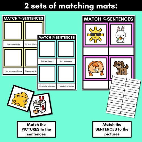 Resource preview 3 for Long Vowel E Decodable Sentences Mats - Read & Match