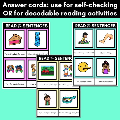 Resource preview 4 for Long Vowel I Decodable Sentences Mats - Read & Match