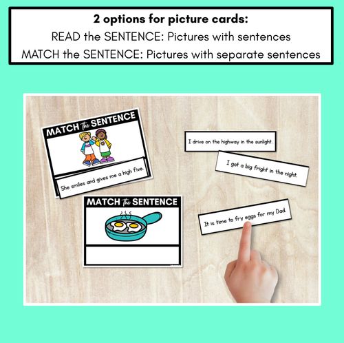 Resource preview 2 for Long Vowel I Decodable Sentences - Read and Match
