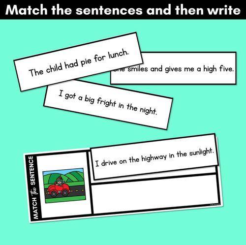 Resource preview 3 for Long Vowel I Decodable Sentences - Read, Match & Write