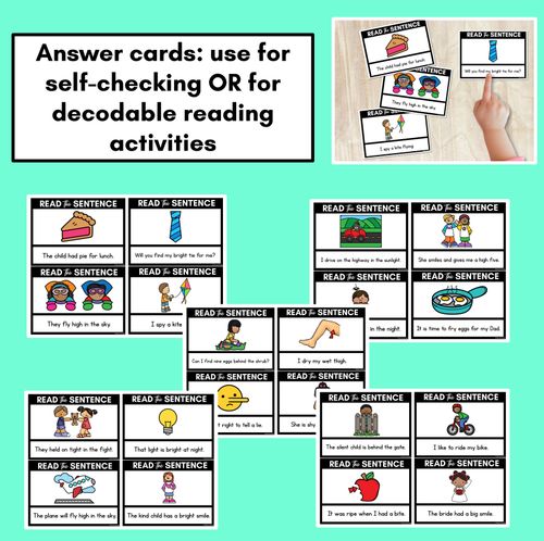 Resource preview 4 for Long Vowel I Decodable Sentences - Read, Match & Write
