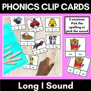 Long Vowel I Phonics Clip Cards - Decodable Word Vowel Team Games