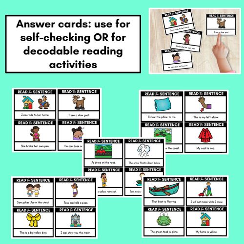 Resource preview 4 for Long Vowel O Decodable Sentences - Read and Match
