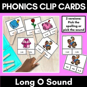 Long Vowel O Phonics Clip Cards - Decodable Word Vowel Team Games