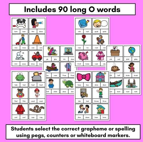 Resource preview 2 for Long Vowel O Phonics Clip Cards - Decodable Word Vowel Team Games