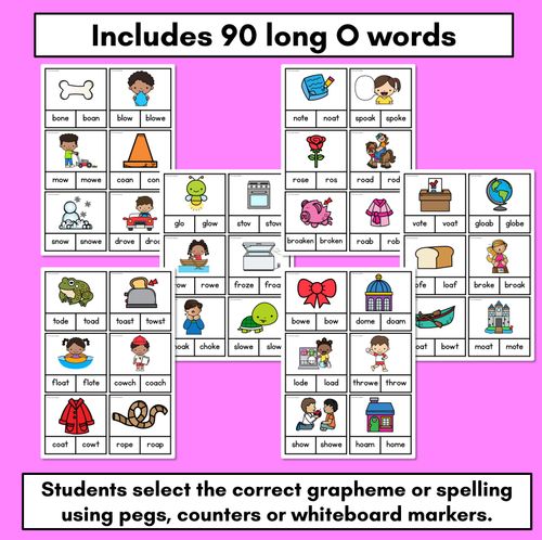 Resource preview 2 for Long Vowel O Phonics Clip Cards - Decodable Word Vowel Team Games