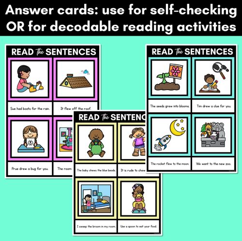 Resource preview 4 for Long Vowel U Decodable Sentences Mats - Read & Match