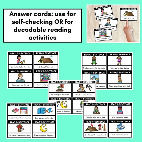 Resource preview 4 for Long Vowel U Decodable Sentences - Read and Match