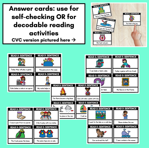 Resource preview 2 for Long Vowel A Word Decodable Sentences FREEBIE - Read, Match & Write