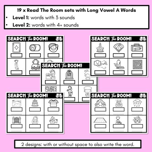 Resource preview 2 for READ THE ROOM - Decodable Words Phonics Activity - Long Vowel A Words