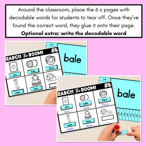 Resource preview 4 for READ THE ROOM - Decodable Words Phonics Activity - Long Vowel A Words