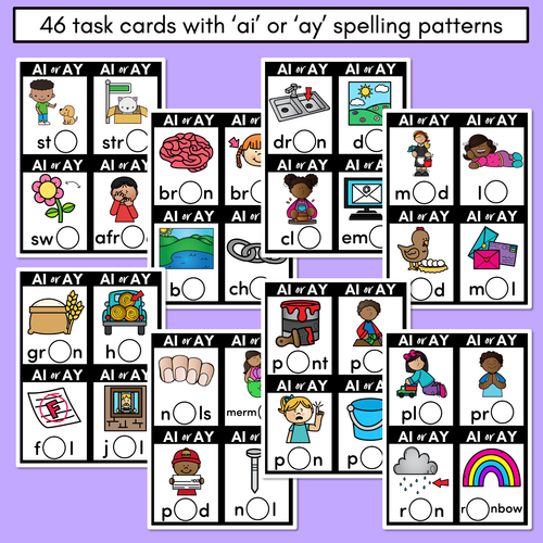 Resource preview 3 for AI or AY - Pick the correct spelling pattern - Long A Printables